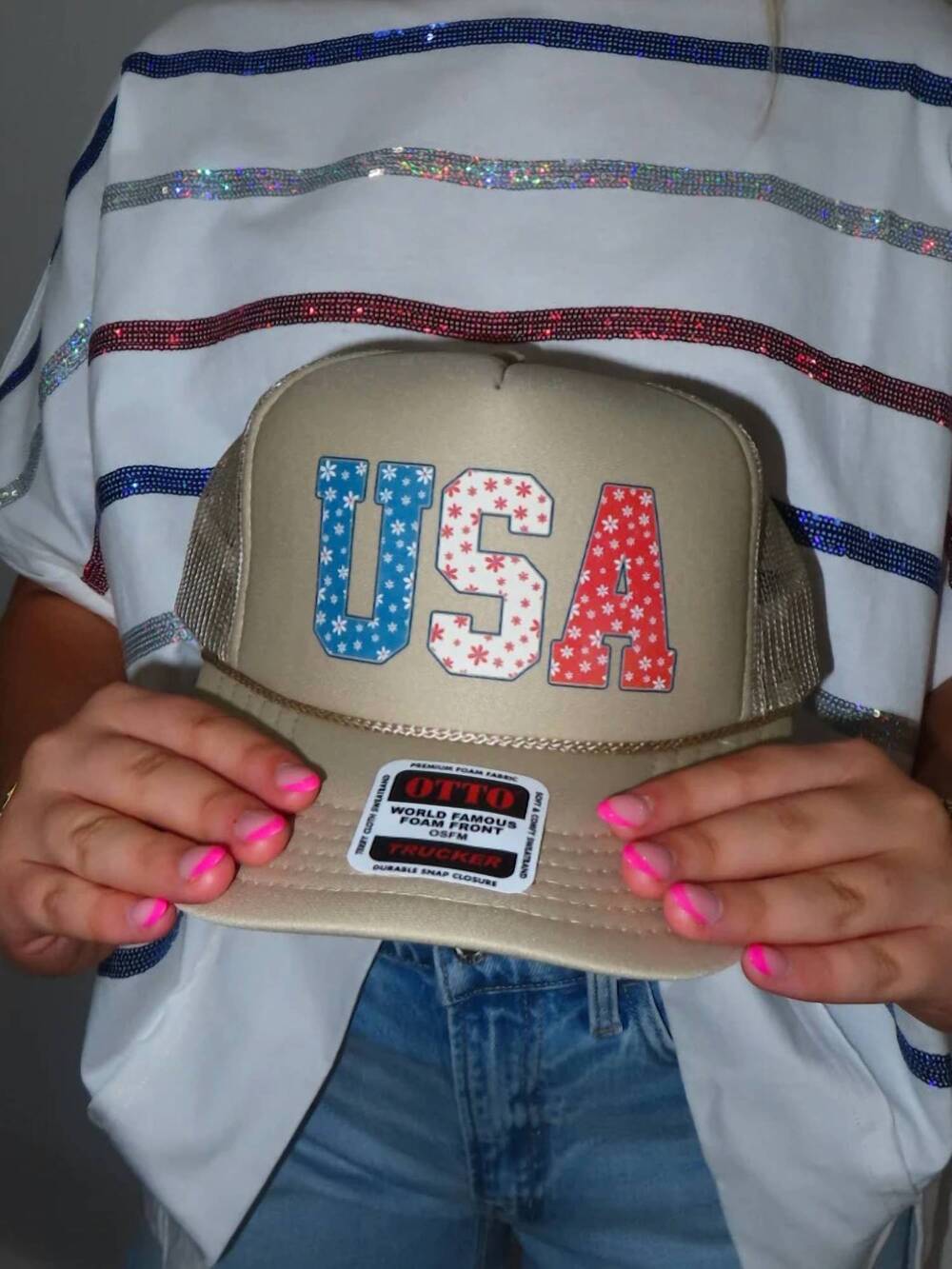 NEW OTTO women's usa hat in khaki